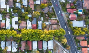 A view from directly above a residential suburb of Melbourne