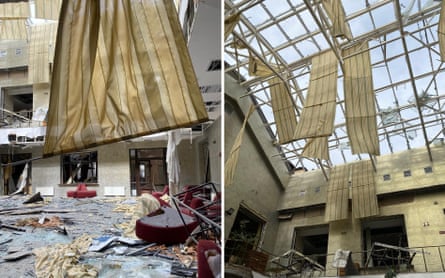 The conference centre at Sumy’s state university after the missile strike