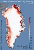 Increase in surface melting from Greenland.