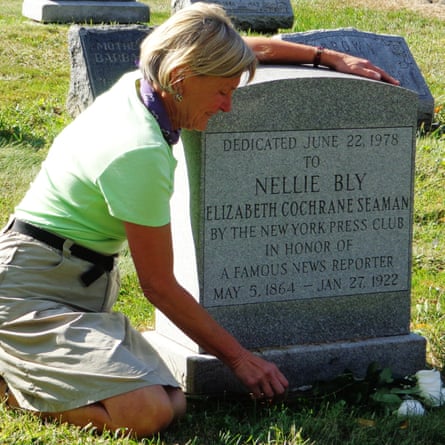 Rosemary J Brown at Nellie Bly’s grave in Woodlawn cemetery, a National Historic Landmark in the Bronx, New York