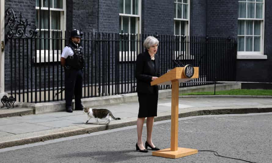 Theresa May speaking outside 10 Downing Street.