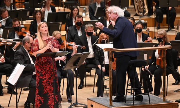Lucy Crowe and Sir Simon Rattle with the London Symphony Orchestra.