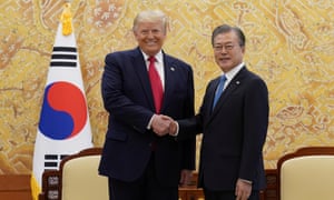 Donald Trump will travel to the demilitarised zone with the South Korean president, Moon Jae-in. The two men held bilateral talks on Sunday.