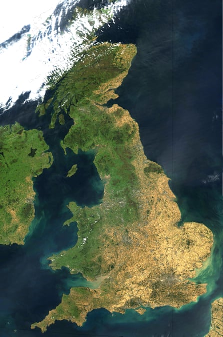 Satellite image from the Met Office showing the vast parts of the UK that have been affected by the prolonged dry conditions.