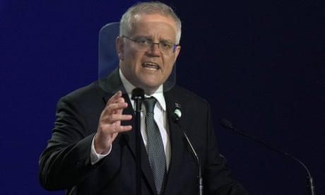 Australia’s prime minister Scott Morrison at the Cop26 UN climate summit in Glasgow