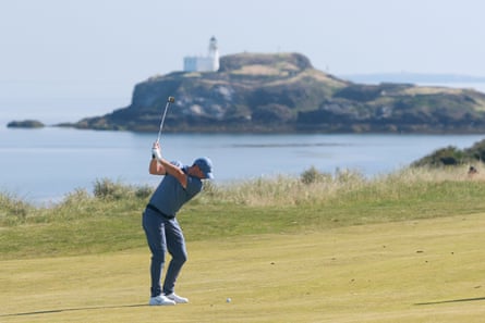 Rory McIlroy hits off the fairway at the Scottish Open.