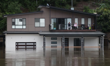 A partially submerged house beside the swollen Hawkesbury River in western Sydney in March