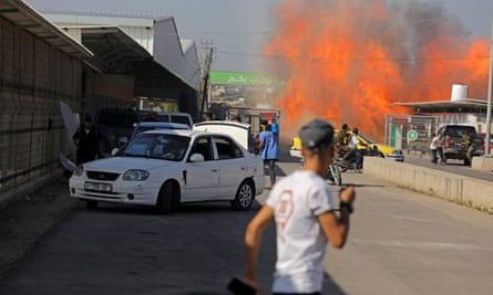 Palestinians near the Erez crossing on Saturday.