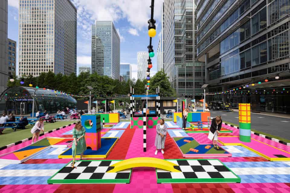 A colourful mini golf course, Montgomery Square, Canary Wharf