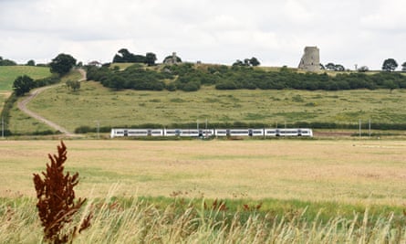 The ruins of Hadleigh castle in the distance.