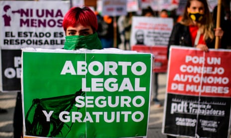 Protesters in Buenos Aires demanding the legalisation of abortion earlier this year.