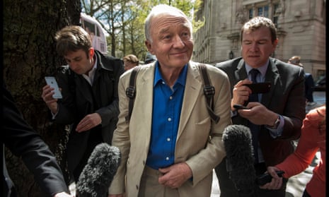 Ken Livingstone leaves TV studios in Westminster after giving an interview following his suspension from the Labour party in April 2016