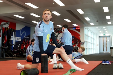 Jarrod Bowen trains in the gym at St Georges Park