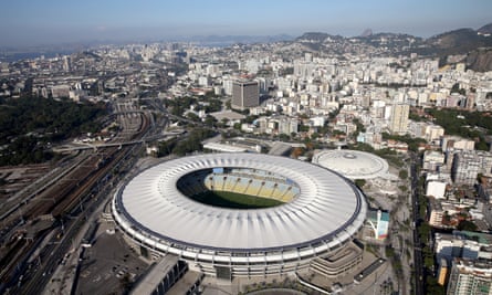 Aerial view of the Maracana Complex with one year to go to the Rio 2016 Olympic Games, on 5 August 2015.