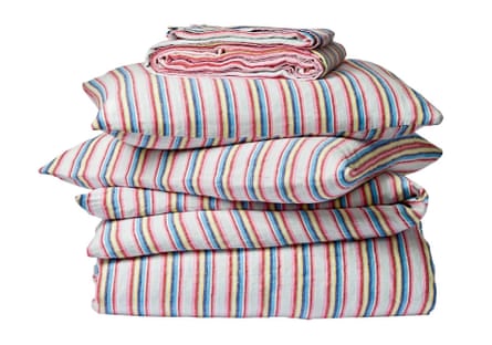 Merci bed linen, stripy, piled up