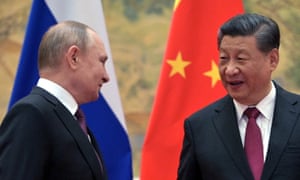 Russian President Vladimir Putin meeting with Chinese President Xi Jinping in Beijing, China February 4, 2022.