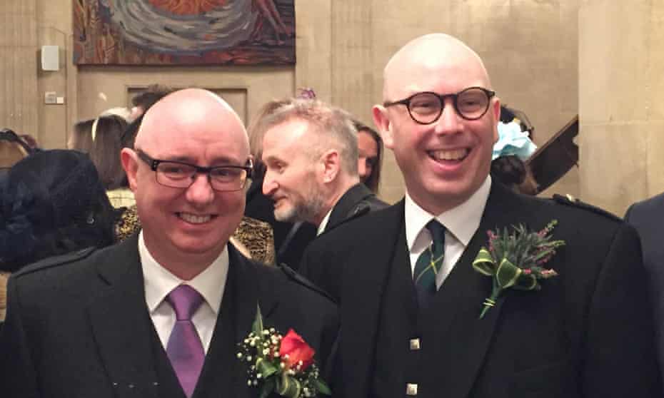 John Cunningham and John Johnston marry at the Dutch church in the City of London on Thursday 14 January 2016