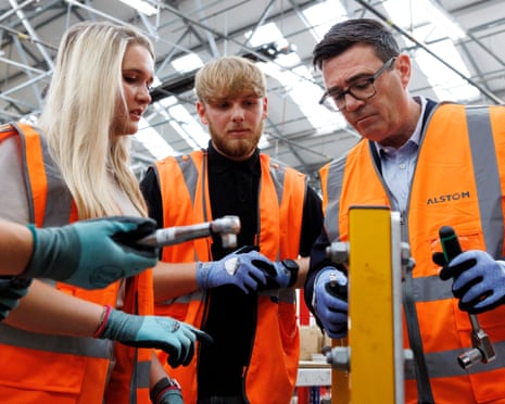 Andy Burnham meets with apprentices and graduates at Alstom Transport last month.