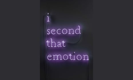 Douglas Gordon’s neon artwork i second that emotion, 2022.