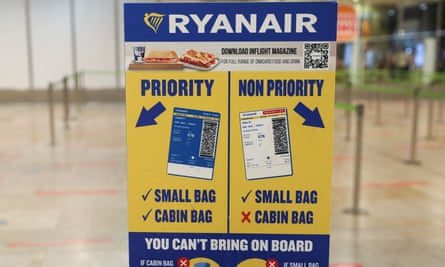 A sign in the Ryanair check-in area