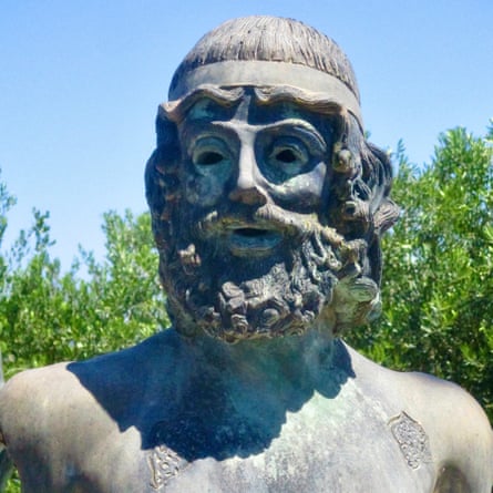 Statue of Odysseus in a sculpture park at Kollieri in northern Ithaca.