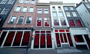 A general view of windows in Amsterdam’s Red Light District.