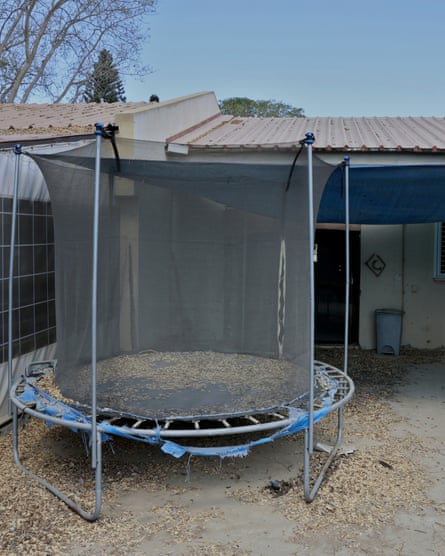 A trampoline outside a building