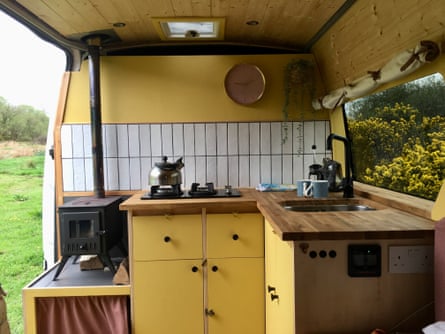 The campervan’s cosy interior
