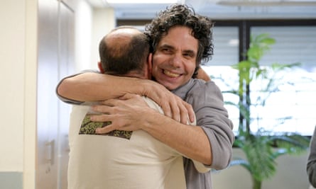 Ofer Kalderon is reunited with family in Ramat Gan, Israel.