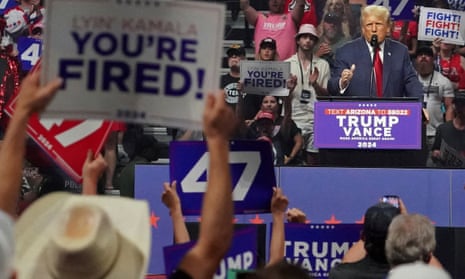 Donald Trump speaks at a rally in Glendale, Arizona, last Friday.