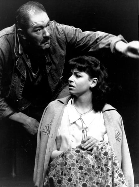 Michael Gambon as Eddie Carbone with Suzan Sylvester in Arthur Miller’s A View from the Bridge, at the Aldwych theatre, London, 1987.