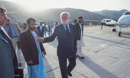 Francesc Vendrell in Faizabad, 2001, preparing to leave rebel-held territory in northern Afghanistan where he had been holding meetings with opposition leaders about NGO programmes. His favourite tactic was talking patiently and at length to all sides.