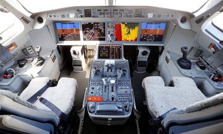 The cockpit of a Bombardier C-Series aircraft.