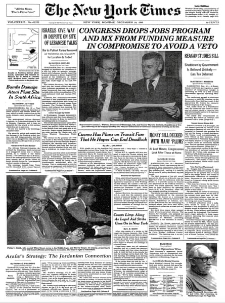 Screengrab of New York Times from 20 Decembeer 1982 .