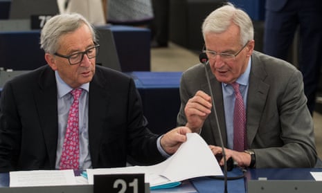 Michel Barnier (right) with the European commission president, Jean-Claude Juncker.