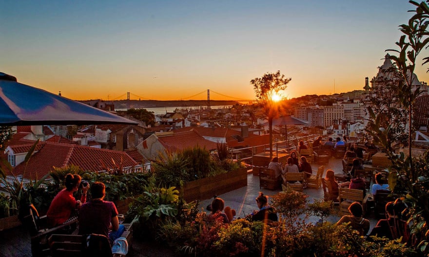 Rooftop terrace at Park Bar, Lisbon, Portugal