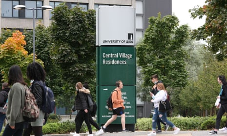 Students walk through the University of Leeds Central Village residencies