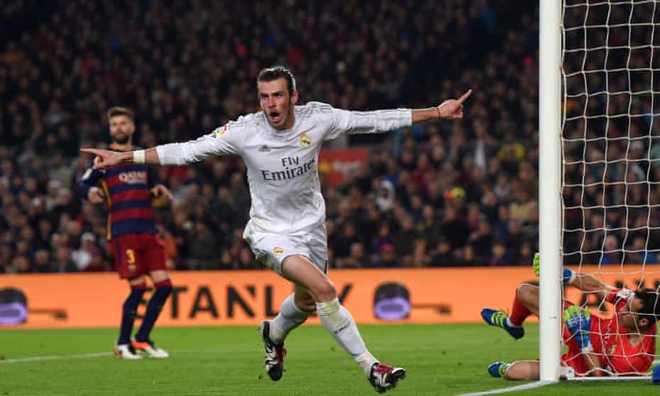 Real Madrid’s Gareth Bale in a match against Barcelona, April 2016