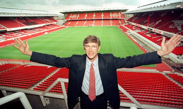Wenger arrives at Highbury for his introductory press conference in 1996.