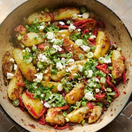 Fried potatoes with za’atar, peppers and feta.