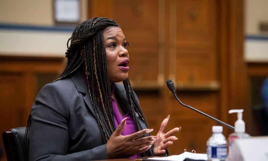 Cori Bush shares her own abortion story during a House committee hearing on reproductive rights on 30 September 2021.
