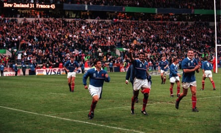The French players take a lap of honour after their victory.