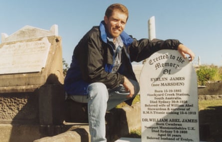 Rogers with the headstone