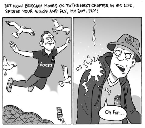 David Squires Cartoon on Leigh Broxham. , panel 6