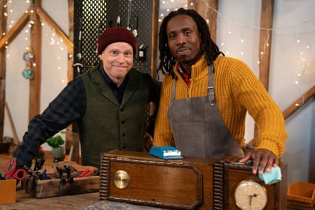 Webb with Kiell Smith-Bynoe from Ghosts in the new show.