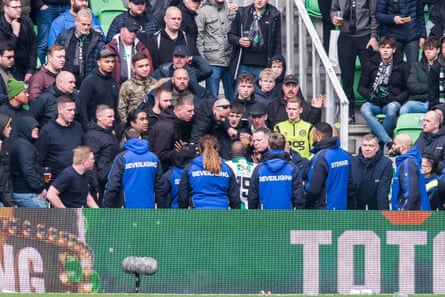 Jetro Willems in with Groningen fans.
