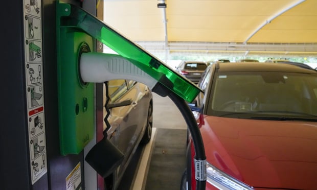 An electric car recharging