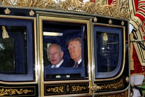 King Charles and President Trump sit in a carriage