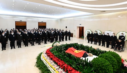 Xi Jinping and other CCP leaders pay their final respects to Jiang Zemin at the Chinese PLA General Hospital in Beijing, on Monday.