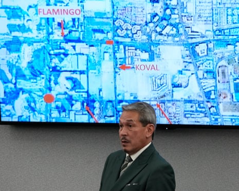 William Heidmeyer testifies during the murder trial of Duane "Keffe D" Davis related to the 1996 killing of rapper Tupac Shakur, at Clark County District Court Regional Justice Center in Las Vegas on 18 August.